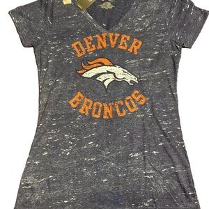 NFL Denver Broncos Women's Short Sleeve Tee - Blue and Orange